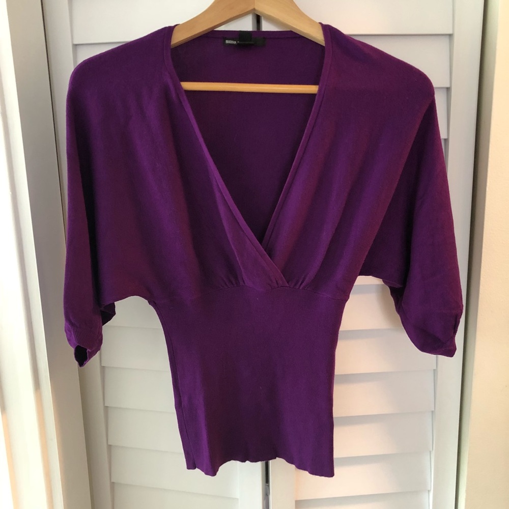 Mango purple viscose knit top